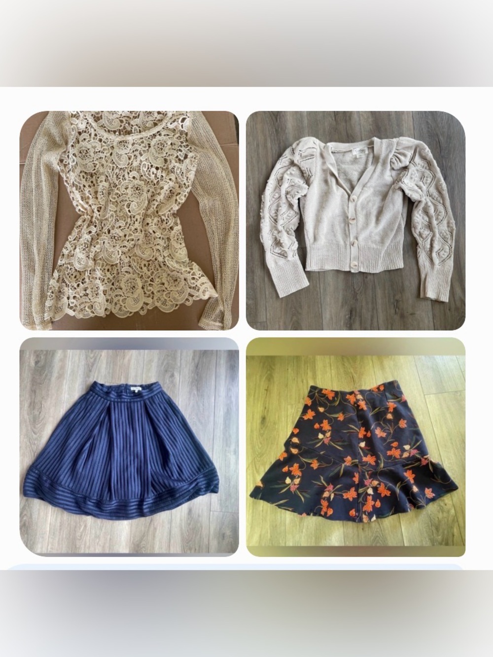 Vintage-Inspired Neutral & Floral Skirt Bundle — 4 Pieces